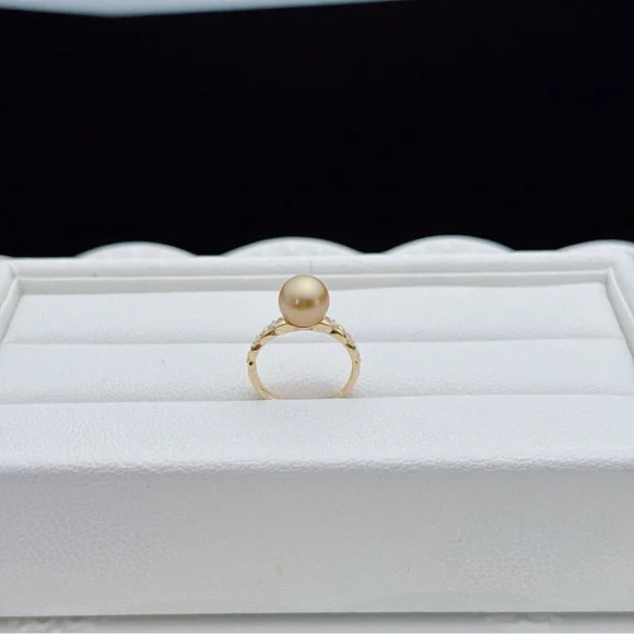 GSR3 S925 Stamped Golden South Sea Pearl Adjustable Ring - Picture 6 of 7